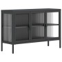 Credenza Nera 105x35x70 cm Vetro e Acciaio