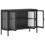 Credenza Nera 105x35x70 cm Vetro e Acciaio