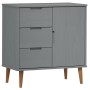 Credenza MOLDE Grigia 76,5x40x80 cm in Legno Massello di Pino