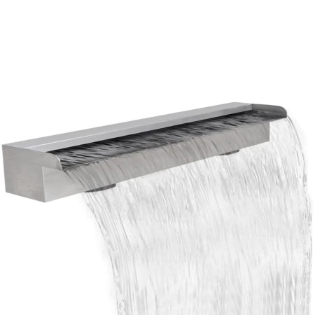 Fontana a Cascata per Giardino Rettangolare Acciaio Inox 90 cm