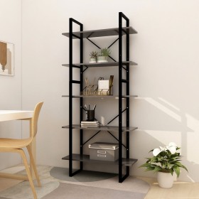 Libreria a 5 Ripiani Grigia 80x30x175 cm in Legno Multistrato