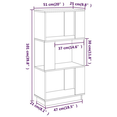 Libreria/Divisorio 51x25x101 cm in Legno Massello di Pino