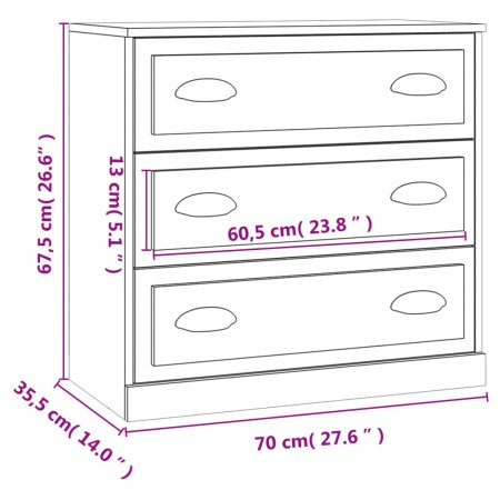 Credenza Bianca 70x35,5x67,5 cm in Legno Multistrato