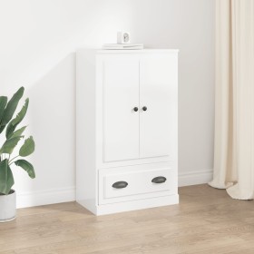 Credenza Bianco Lucido 60x35,5x103,5 cm in Legno Multistrato