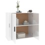 Credenza Bianco Lucido 80x33x70 cm in Legno Multistrato