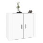 Credenza Bianco Lucido 80x33x70 cm in Legno Multistrato