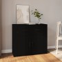 Credenza Nera 80x33x70 cm in Legno Multistrato