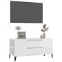 Mobile Porta TV Bianco Lucido 102x44,5x50 cm Legno Multistrato