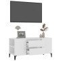 Mobile Porta TV Bianco Lucido 102x44,5x50 cm Legno Multistrato