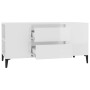 Mobile Porta TV Bianco Lucido 102x44,5x50 cm Legno Multistrato