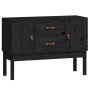 Credenza Nera 110x40x78 cm in Legno Massello di Pino