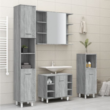 Armadietto Bagno Grigio Sonoma 30x30x179cm in Legno Multistrato