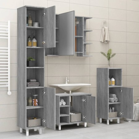 Armadietto Bagno Grigio Sonoma 30x30x179cm in Legno Multistrato