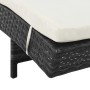 Lettini Prendisole 2 pz con Ruote Cuscini in Polyrattan Nero