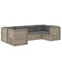 Set Divani da Giardino 6 pz con Cuscini in Polyrattan Grigio