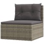 Set Divani da Giardino 6 pz con Cuscini in Polyrattan Grigio