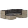 Set Divani da Giardino 5 pz con Cuscini in Polyrattan Grigio