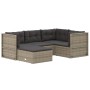 Set Divani da Giardino 5 pz con Cuscini in Polyrattan Grigio