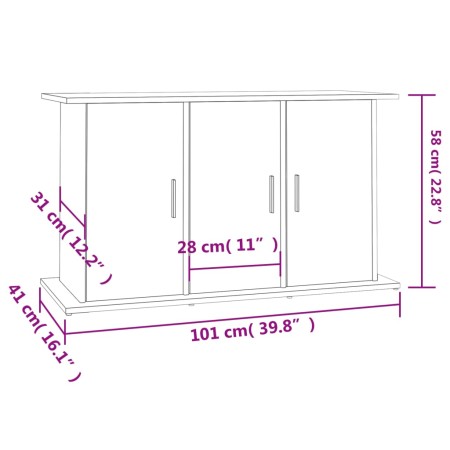 Supporto Acquario 101x41x58 cm Legno Multistrato Bianco Lucido