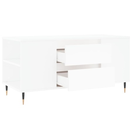 Tavolino da Salotto Bianco 102x44,5x50 cm in Legno Multistrato