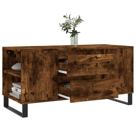 Tavolino da Salotto Rovere Fumo 102x44,5x50cm Legno Multistrato