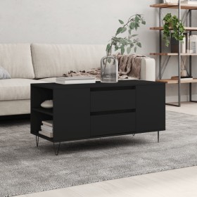 Tavolino da Salotto Nero 102x44,5x50 cm in Legno Multistrato