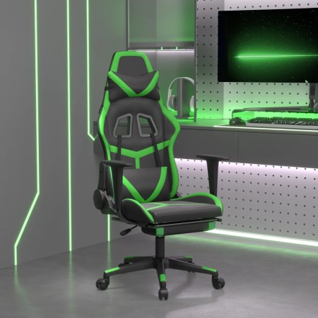 Sedia da Gaming Massaggio Poggiapiedi Nero e Verde Similpelle