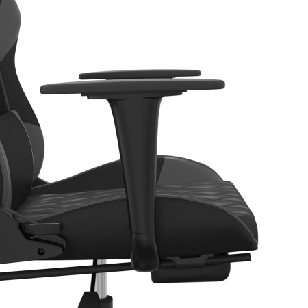 Sedia da Gaming Massaggio Poggiapiedi Nero e Grigio Similpelle