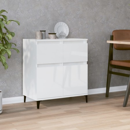 Credenza Bianco Lucido 60x35x70 cm in Legno Multistrato