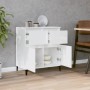 Credenza Bianco Lucido 60x35x70 cm in Legno Multistrato