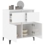 Credenza Bianco Lucido 60x35x70 cm in Legno Multistrato