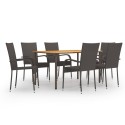 Set Mobili da Pranzo Giardino 7 pz in Polyrattan Marrone