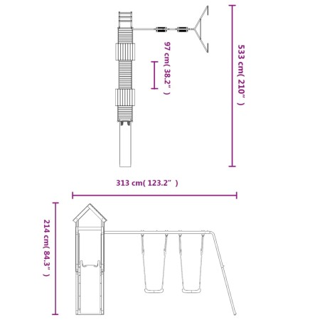 Set da Gioco da Esterno in Legno di Pino Impregnato