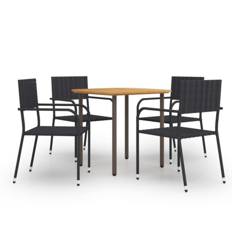 Set Mobili da Pranzo Giardino 5 pz in Polyrattan Nero