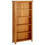 Libreria a 5 Ripiani 70x22x140 cm in Legno Massello di Rovere