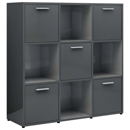 Libreria Grigio Lucido 90x30x90 cm in Legno Multistrato