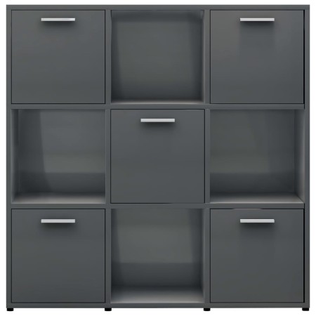 Libreria Grigio Lucido 90x30x90 cm in Legno Multistrato