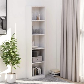 Libreria 5 Ripiani Bianco Lucido 40x24x175 cm Legno Multistrato