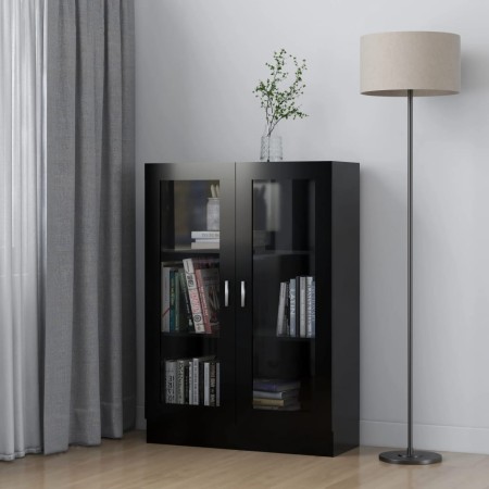 Armadietto con Vetrina Nero 82,5x30,5x115 cm Legno Multistrato