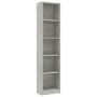 Libreria 5 Ripiani Grigio Cemento 40x24x175cm Legno Multistrato