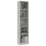 Libreria 5 Ripiani Grigio Cemento 40x24x175cm Legno Multistrato