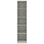 Libreria 5 Ripiani Grigio Cemento 40x24x175cm Legno Multistrato