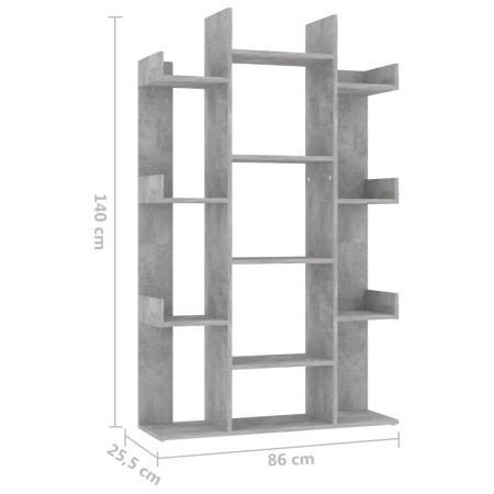 Libreria Grigio Cemento 86x25,5x140 cm in Truciolato