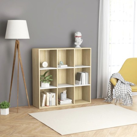 Libreria Bianca e Rovere Sonoma 98x29x97,5 cm Legno Multistrato