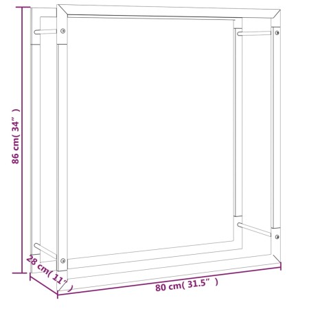 Portalegna Nero Opaco 80x28x86 cm in Acciaio