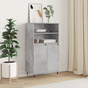 Credenza Grigio Cemento 60x36x110 cm in Legno Multistrato