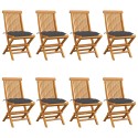 Sedie da Giardino con Cuscini Antracite 8 pz Massello di Teak
