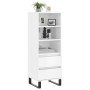 Credenza Bianco Lucido 40x36x110 cm in Legno Multistrato