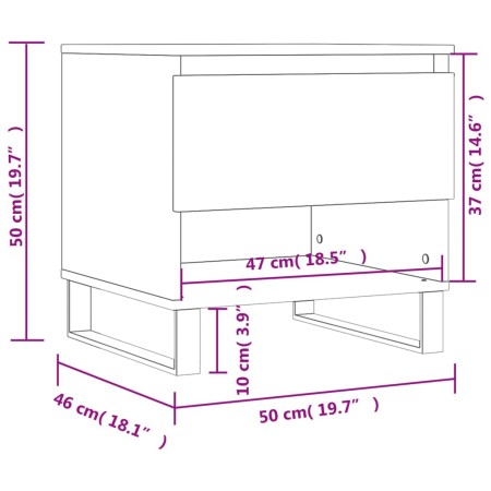 Tavolino da Salotto Rovere Fumo 50x46x50cm in Legno Multistrato