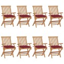 Sedie Giardino con Cuscini Rosso Vino 8 pz Legno Massello Teak